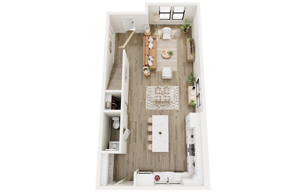 Townhome - 2 bedroom floorplan layout with 2.5 baths and 1547 square feet. (Floor 1)