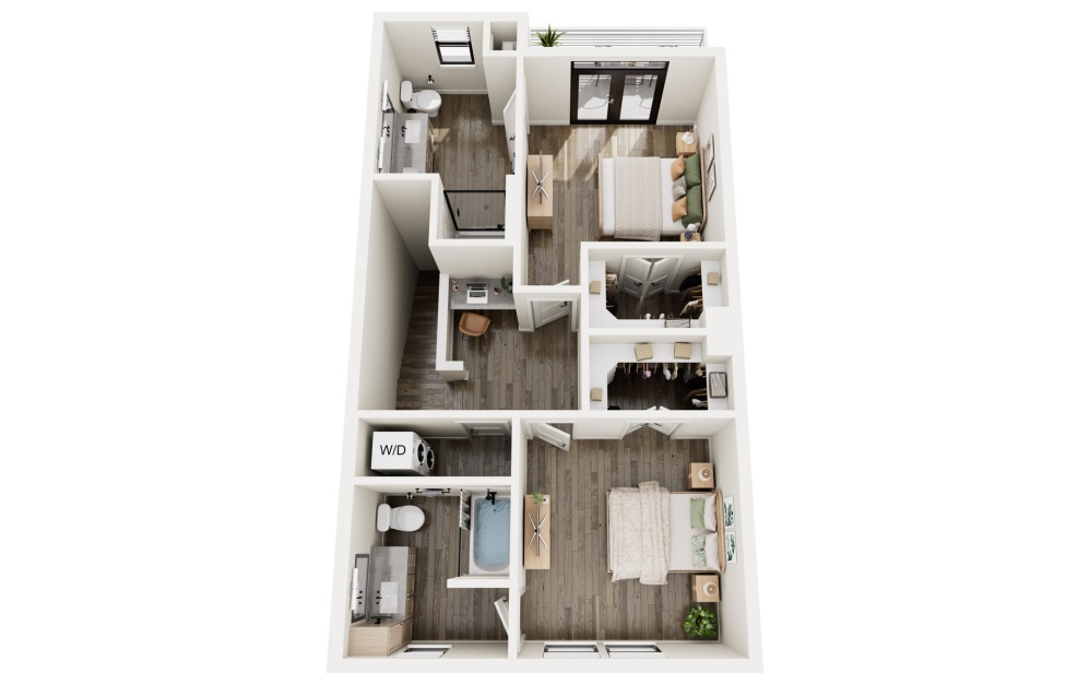 Townhome - 2 bedroom floorplan layout with 2.5 bathrooms and 1547 square feet (Floor 2)