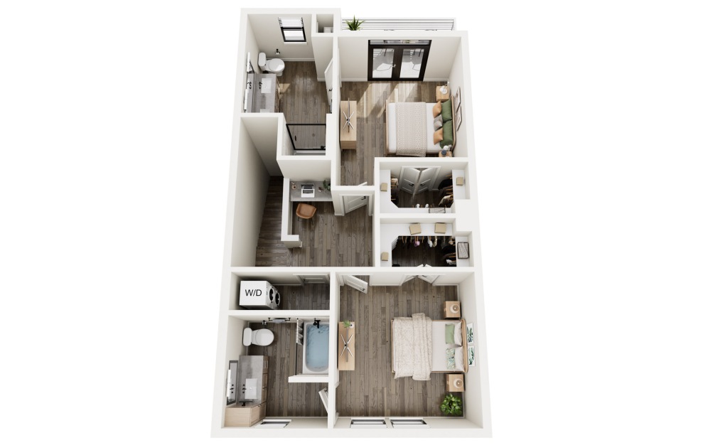 Townhome - 2 bedroom floorplan layout with 2.5 baths and 1547 square feet. (Floor 2)